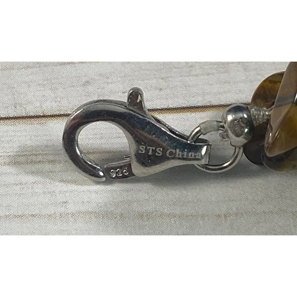 Chuck Clemency STS 925 Tiger's Eye Necklace Chip Beaded Signed - Picture 4 of 7